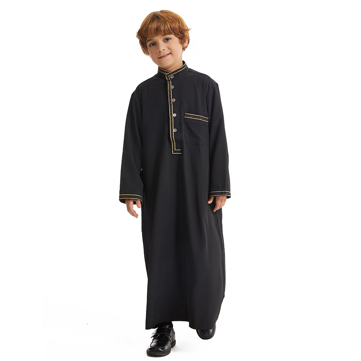 Moyen-Orient garçon Robe Stand Collar Button longue chemise