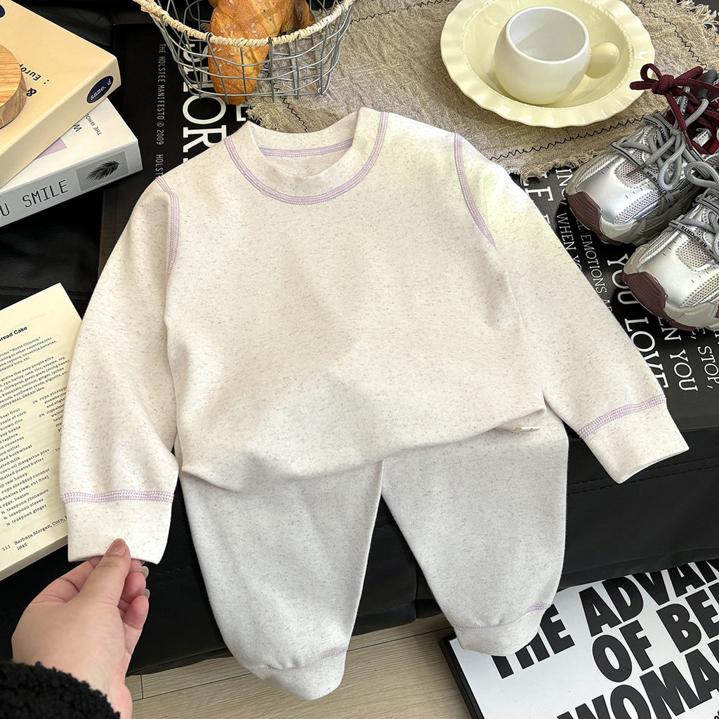 Vêtements et pantalons d'automne en coton pour hommes Femmes et bébés Cou rond Sous-vêtements thermiques