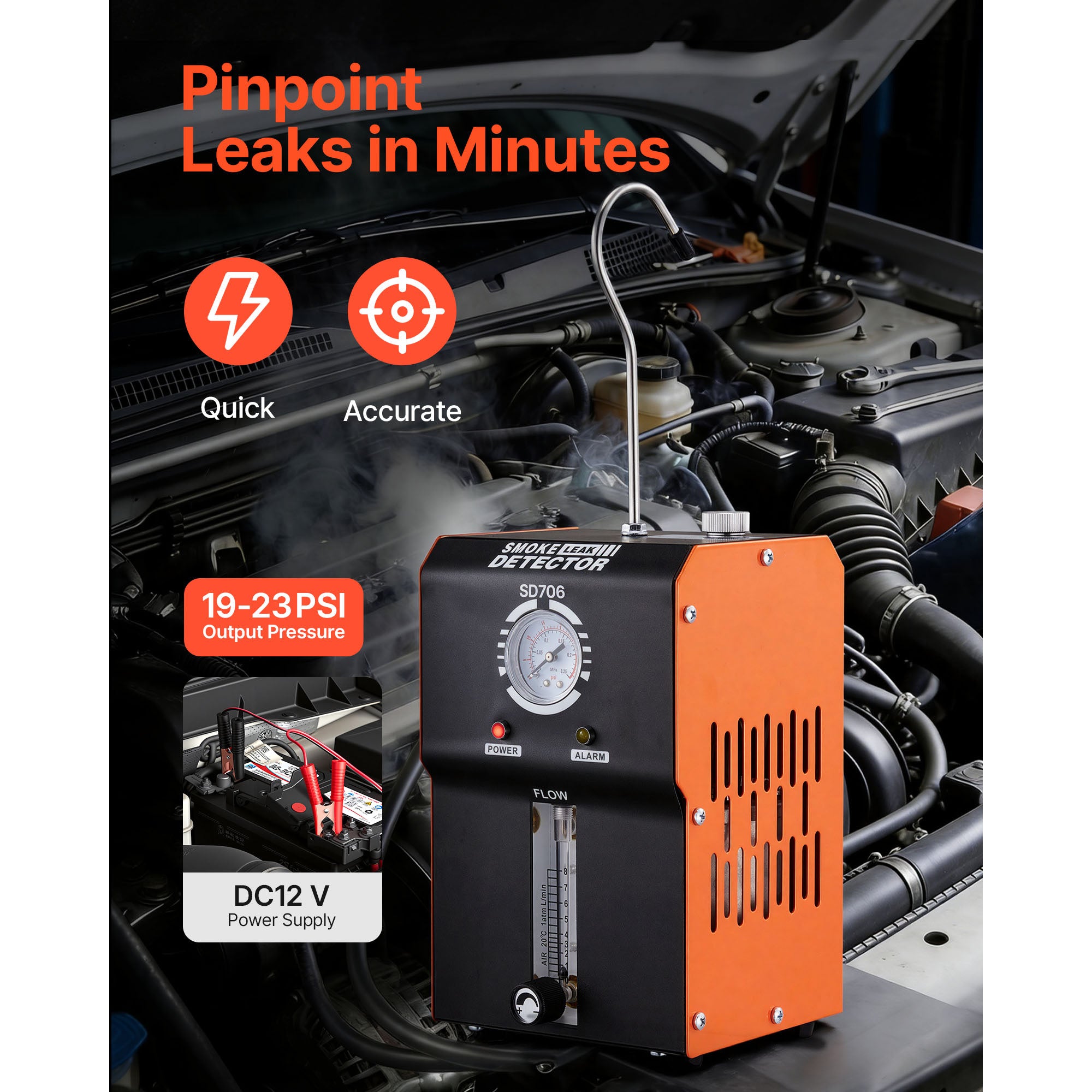 Détecteur de fuite de machine à fumée automobile