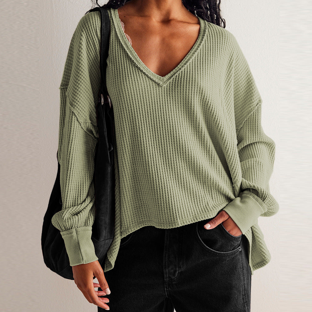 Women's Fashionable Casual Off-the-Shoulder Loose-Fit Long-Sleeve Top