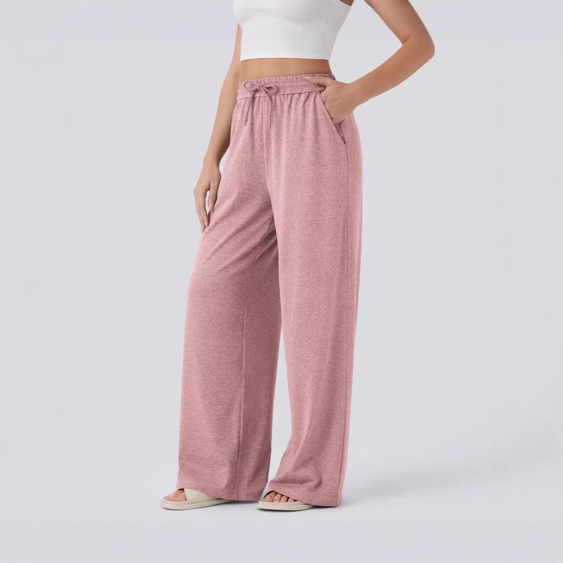 Pantalons à jambes droites pour femmes Solide-couleur