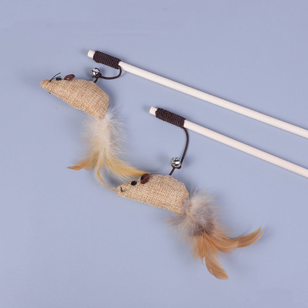Pôle en bois Funny Cat Stick Toy d'origine bois fait main