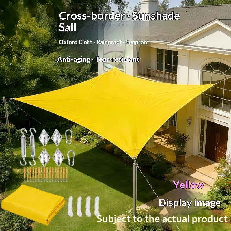 Voile d'ombre solaire à quatre corners avec accessoires pour cour extérieure et utilisation commerciale