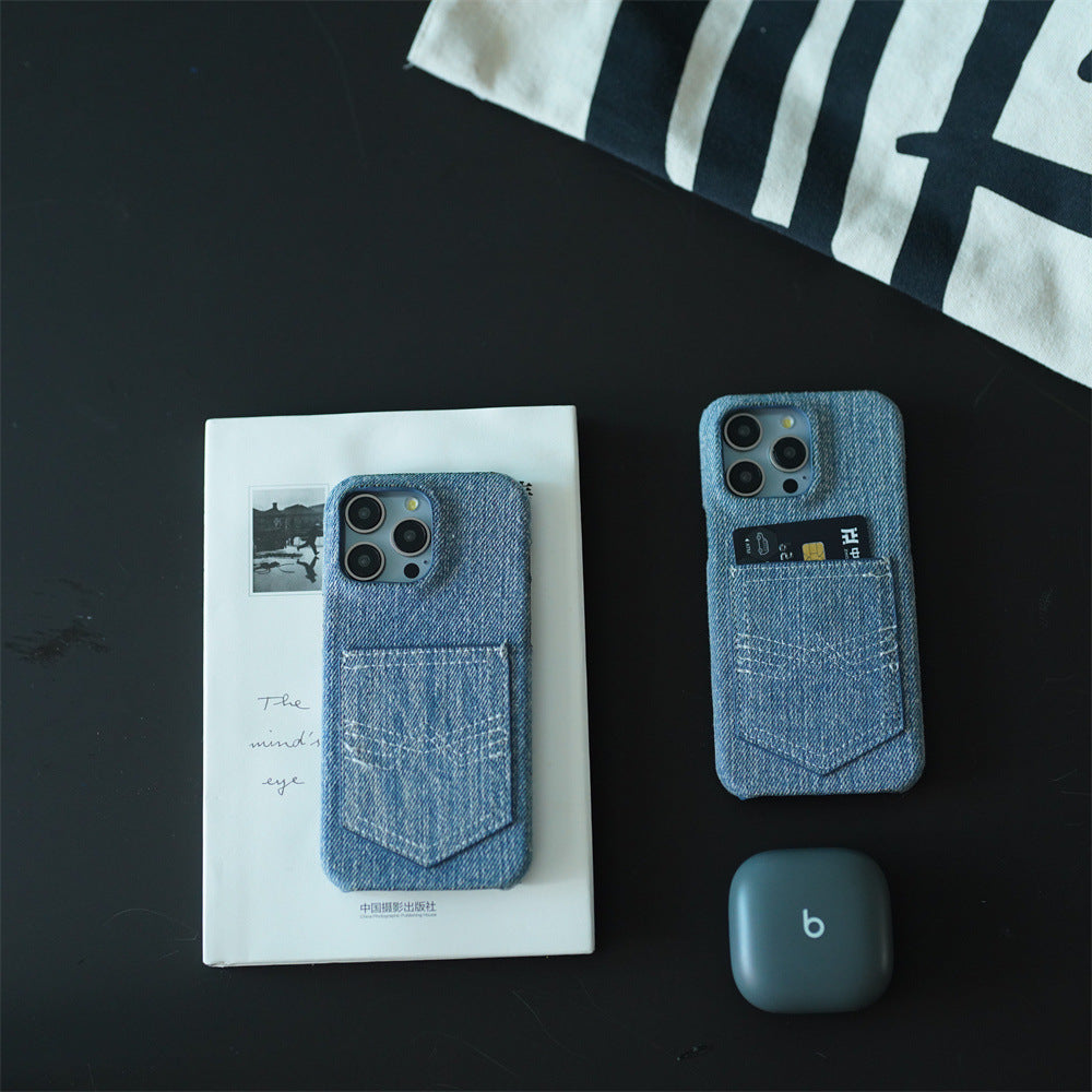 Denim Insert Card Oil Edge Phone Case