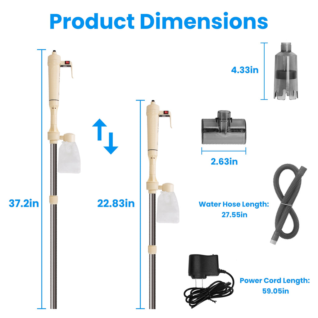 1 Set Multifonctionnel Electric Aquarium Gravel Cleaner Kit Longueur réglable automatique Fis