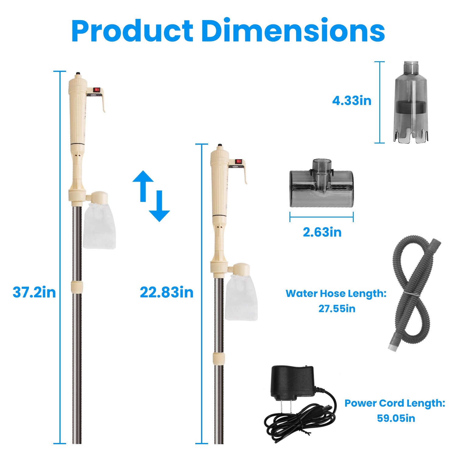 1 Set Multifonctionnel Electric Aquarium Gravel Cleaner Kit Longueur réglable automatique Fis