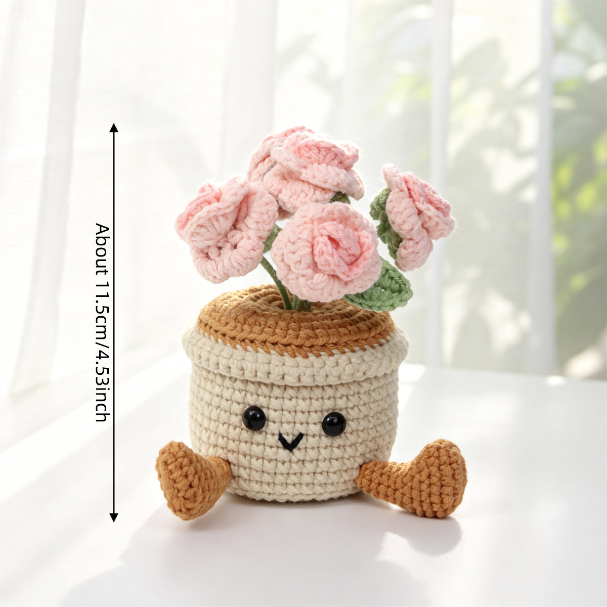 Crochet fait main multi coloré Rose Pot ornement Set de fil doux Everlasting Crochet Rose Bl