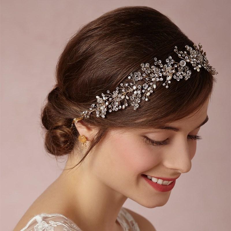 Pure main en or et argent cristal Accessoires pour cheveux de mariée