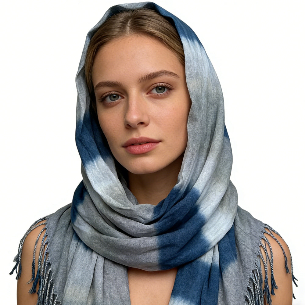 Écharpe à viscose imprimée marine 2pcs