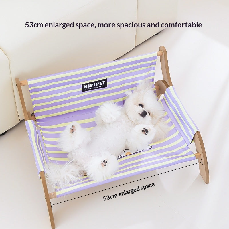 Striped Lounge Solid Wood Dog Bed