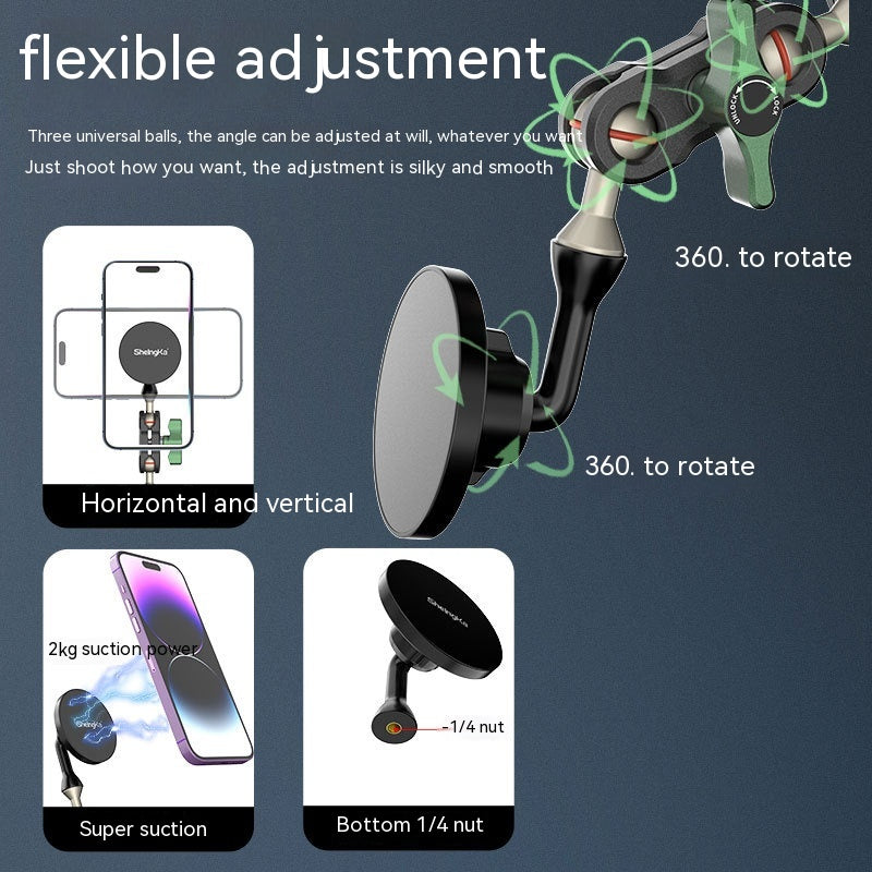 Support de téléphone magnétique Trépied rotatif de bureau paresseux avec anneau magnétique