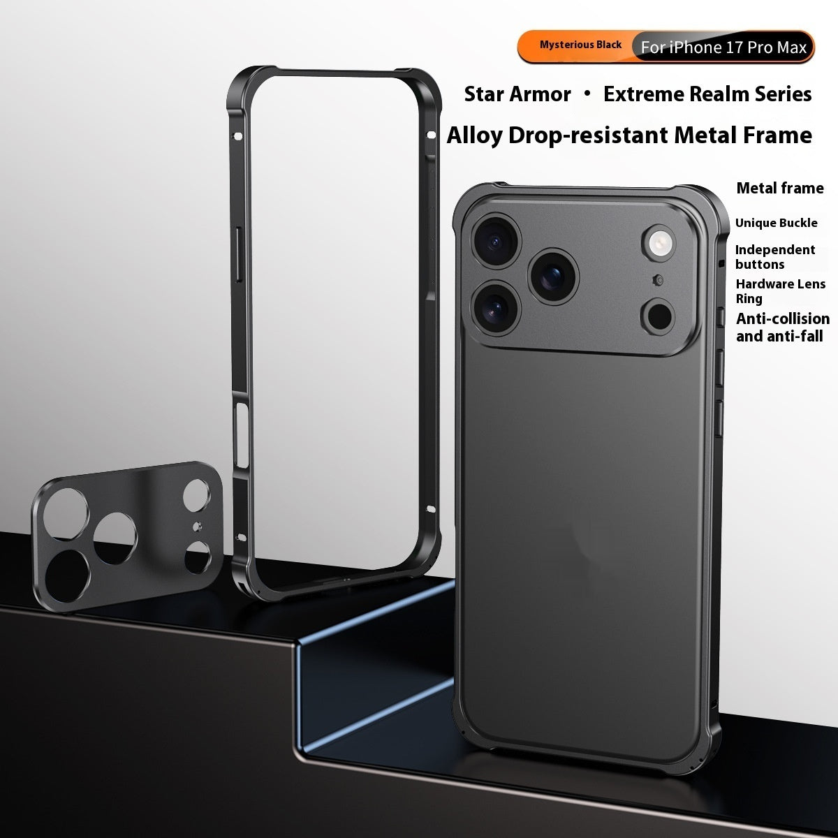 Four-corner résistant à la chute Seahorse Buckle Phone Case Cadre en métal