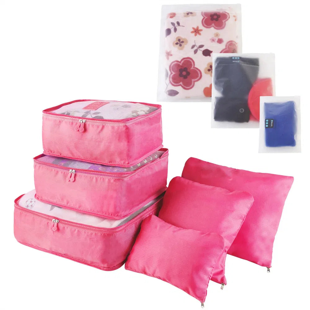 9Pcs Set Sacs de rangement Sacs de voyage résistant à l'eau Organisateur de bagages Vêtements Emballage Cu