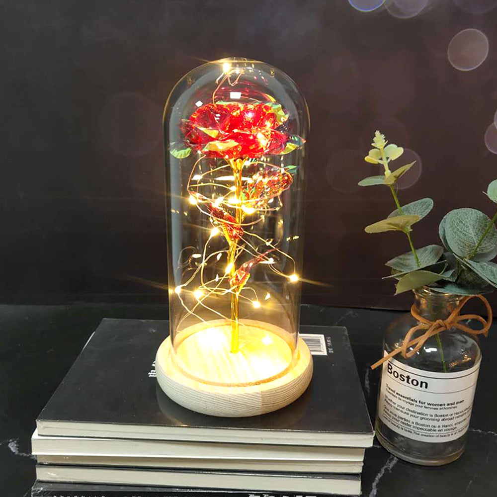 Fête des Mères Mariage Préférés Demoiselle d'honneur Cadeau Simulation Immortelle Couverture en verre rose Lumineux L