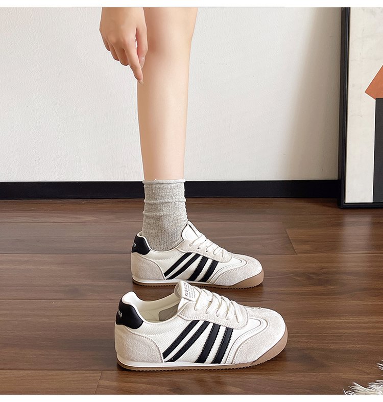 Femmes Ballet Style Allemand Trainer Chaussures Printemps Été Trendy Casual Gump Sneakers Blanc