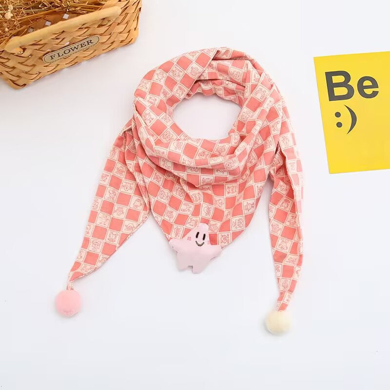 Style coréen coton-linen Plaid enfants écharpe polyvalent et facile à assortir