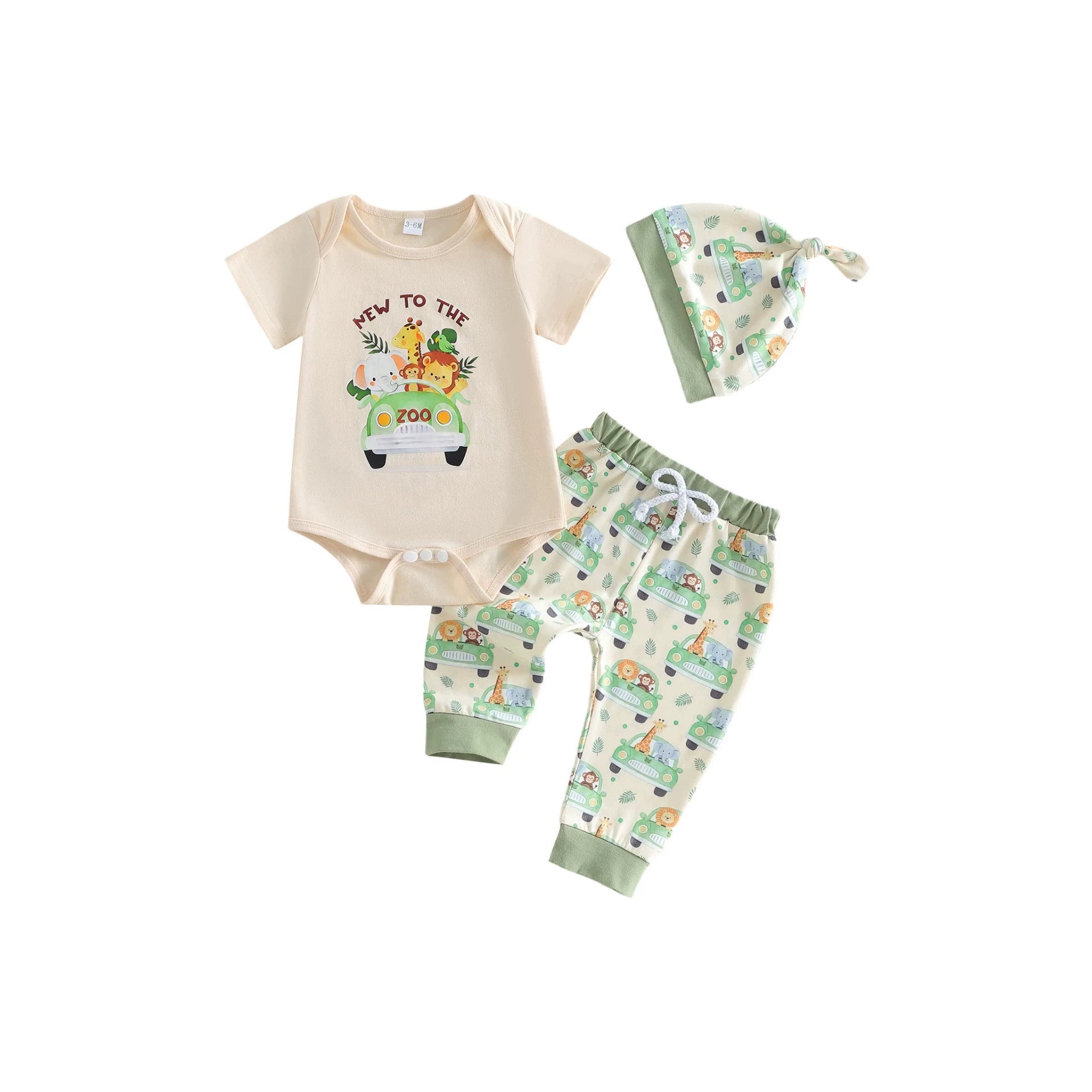 Été Nouveau-né Sur le thème du zoo Garçons trois-pièces Outfit