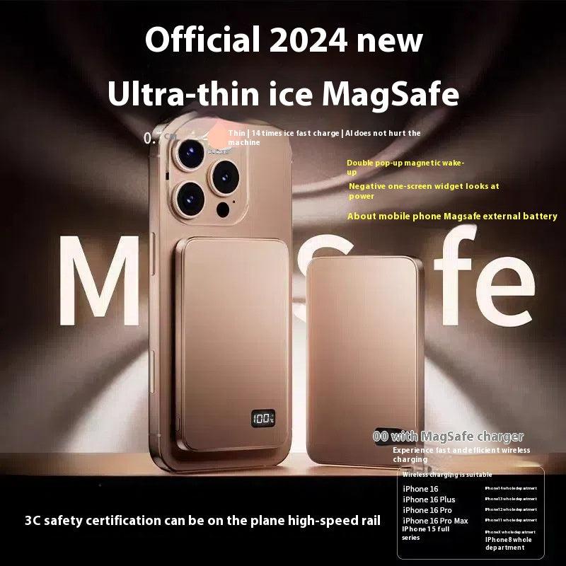Ultra-thin Wireless Magnetic Mobile Power Bank for external watch charging