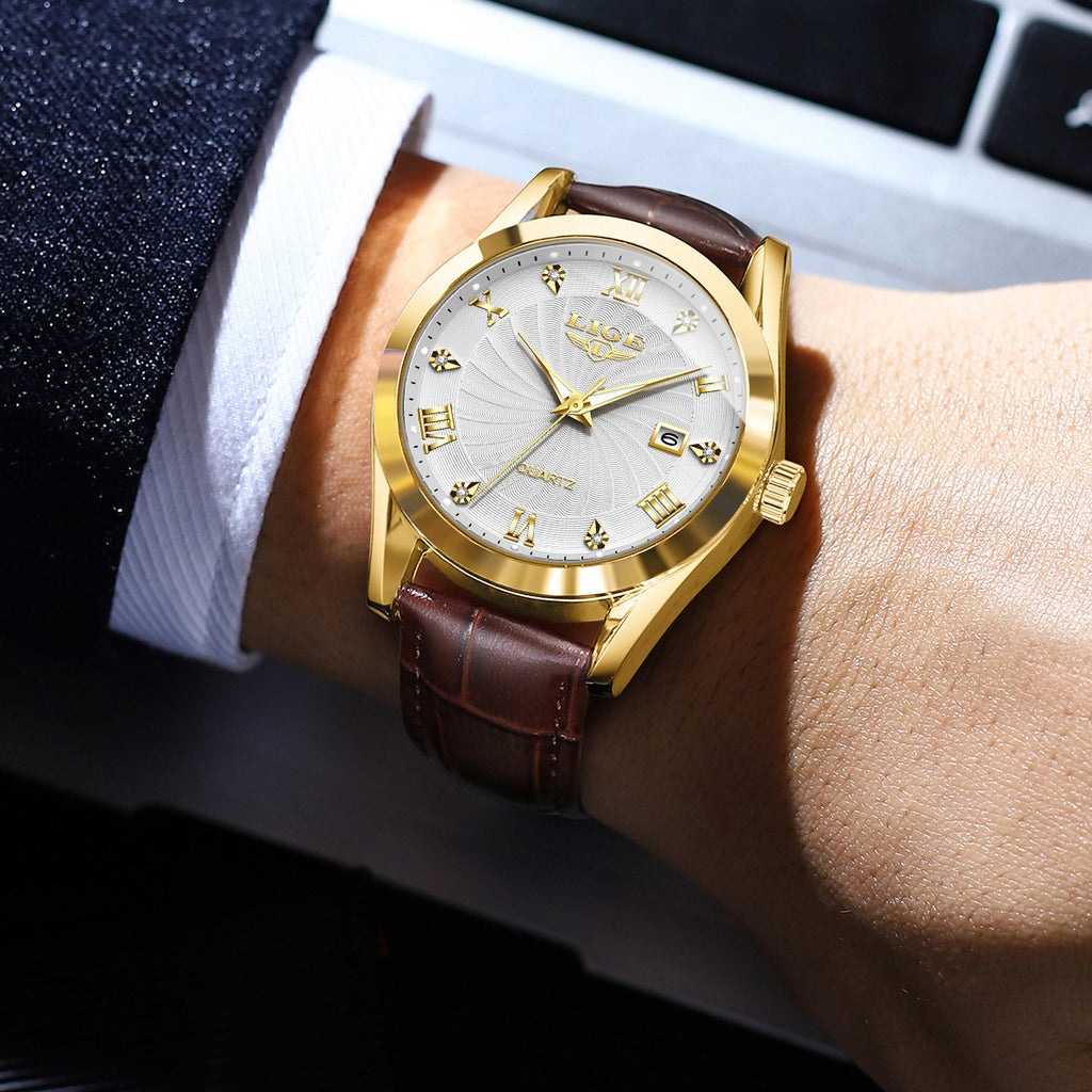 Men's Mid-Age and Elderly Fashionable Simple Waterproof Watch