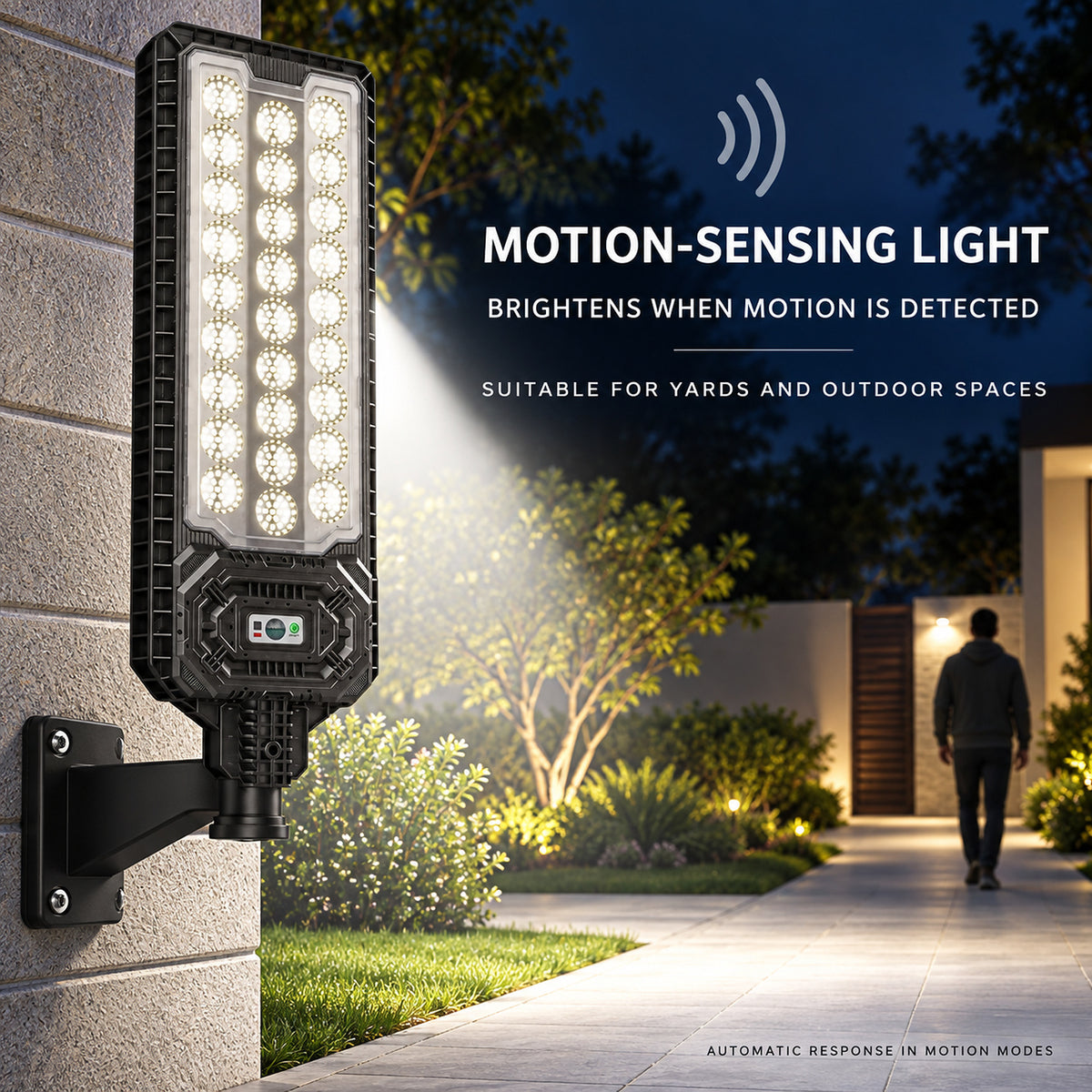 Solar Powered Motion Sensor Outdoor Light W7114 3 Noir pour Garden Yard Street Wall LED