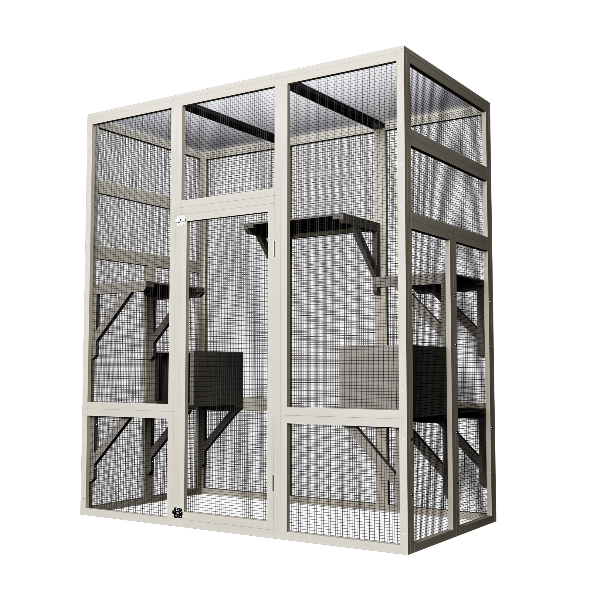 62,6" Maison de chat en bois d'extérieur gris Grand Catio