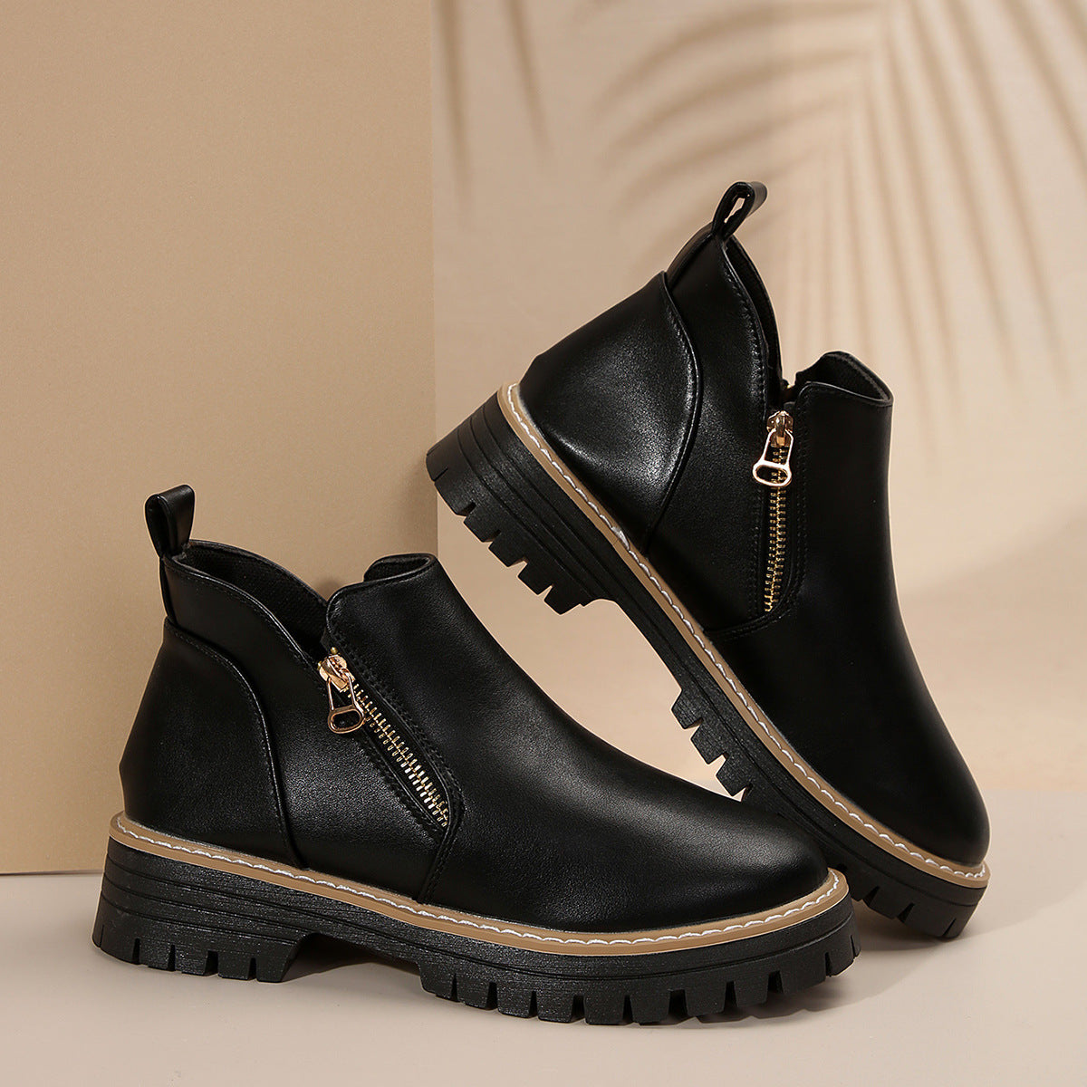 Automne et hiver Bottes de talon haute ronde Chaussures pour femmes