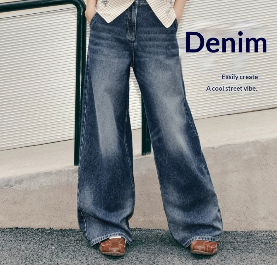 Pantalons de denim style américain Vintage High-Wisted