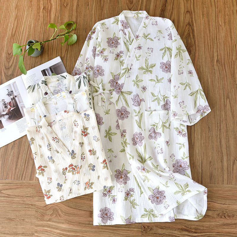 Women's Gauze Kimono Robe and Nightgown
