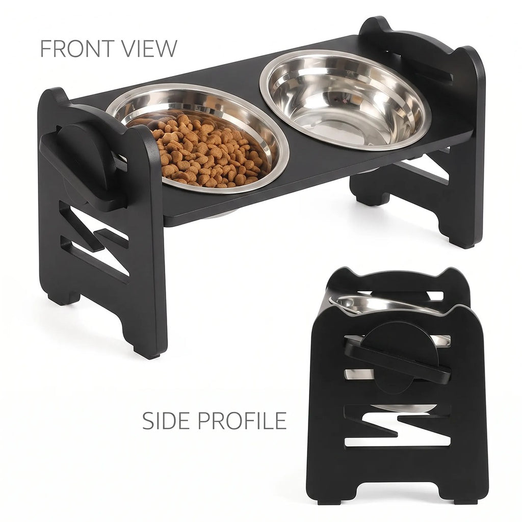 Grand chien nourriture alimentation stand station en acier inoxydable à double montant bols