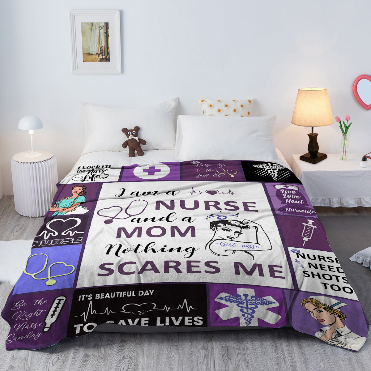 Infirmière Maman Lancer Couverture Rien ne me fait peur Couverture Flanelle Pour les femmes Funny Fleece Couverture