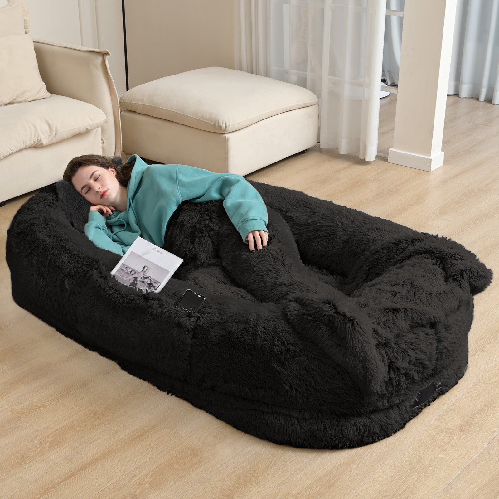 Lit de chien humain surdimensionné pour adultes et animaux de compagnie