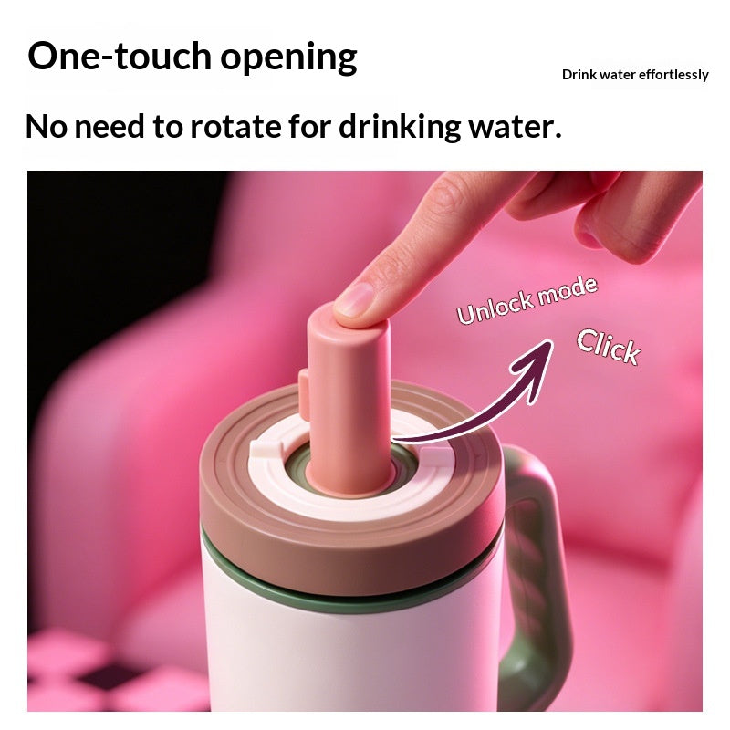 Bouteille d'eau de grande capacité avec une paille à libération rapide et une isolation thermique