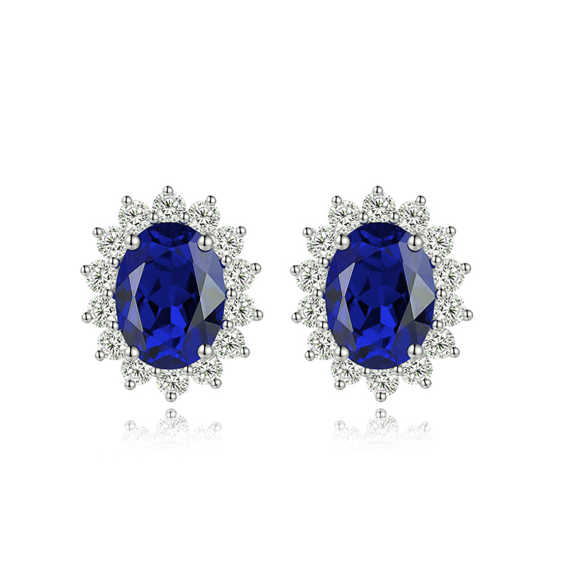 S925 Argent 3.1g Boucles d'oreilles Ruby Sapphire Emerald Paraiba