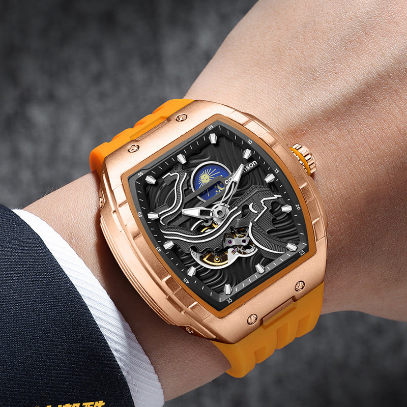 Montre automatique Hollow Homme Montre mécanique étanche lumineuse