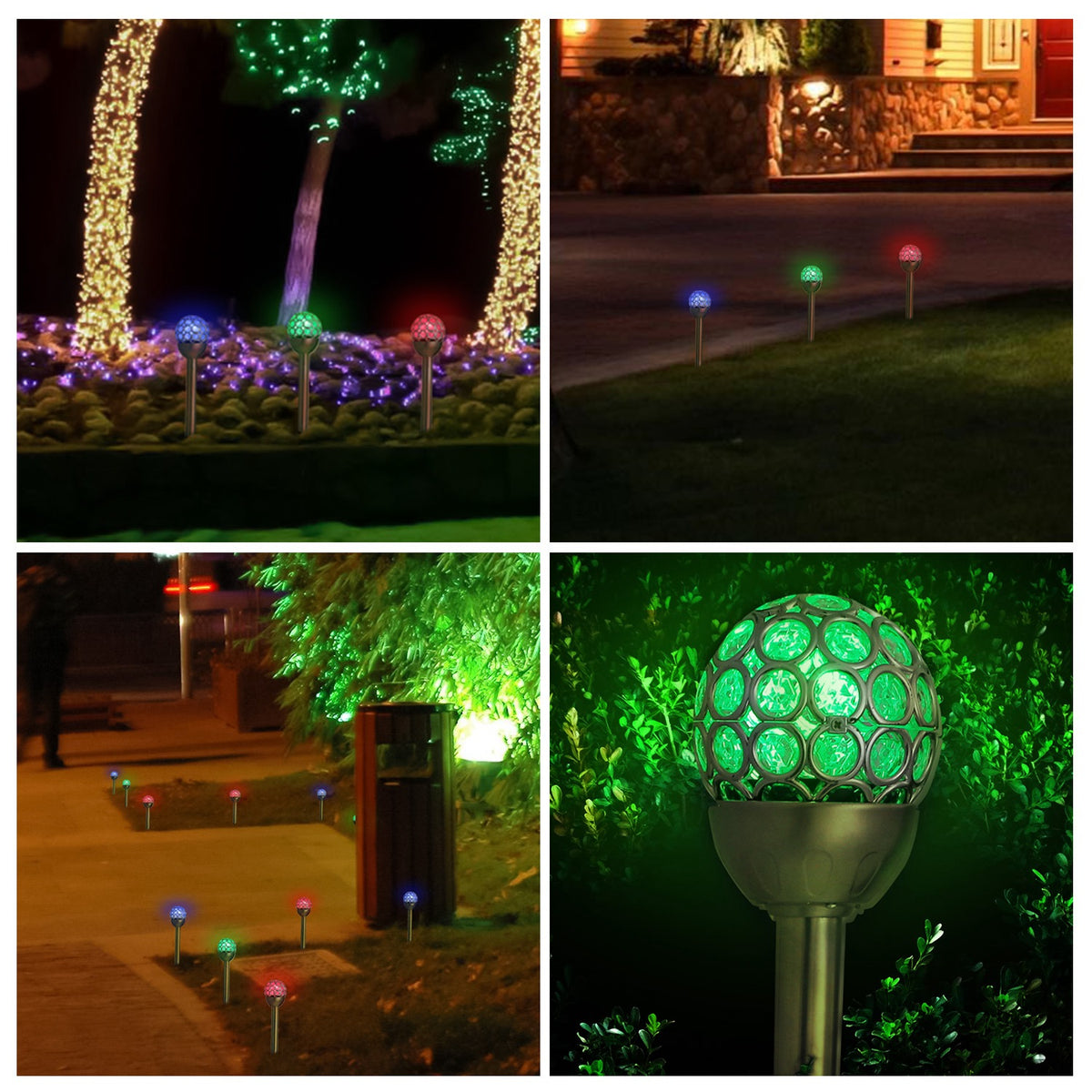 3Pcs Solar Pathway Lights IP44 Waterproof RGB Color Changing for Pathway Garden Walkway Ya