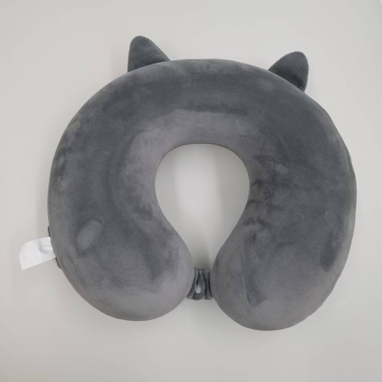 Cute Grey Cat UShaped Travel Cou Oreiller en peluche douce Support de cou Oreiller