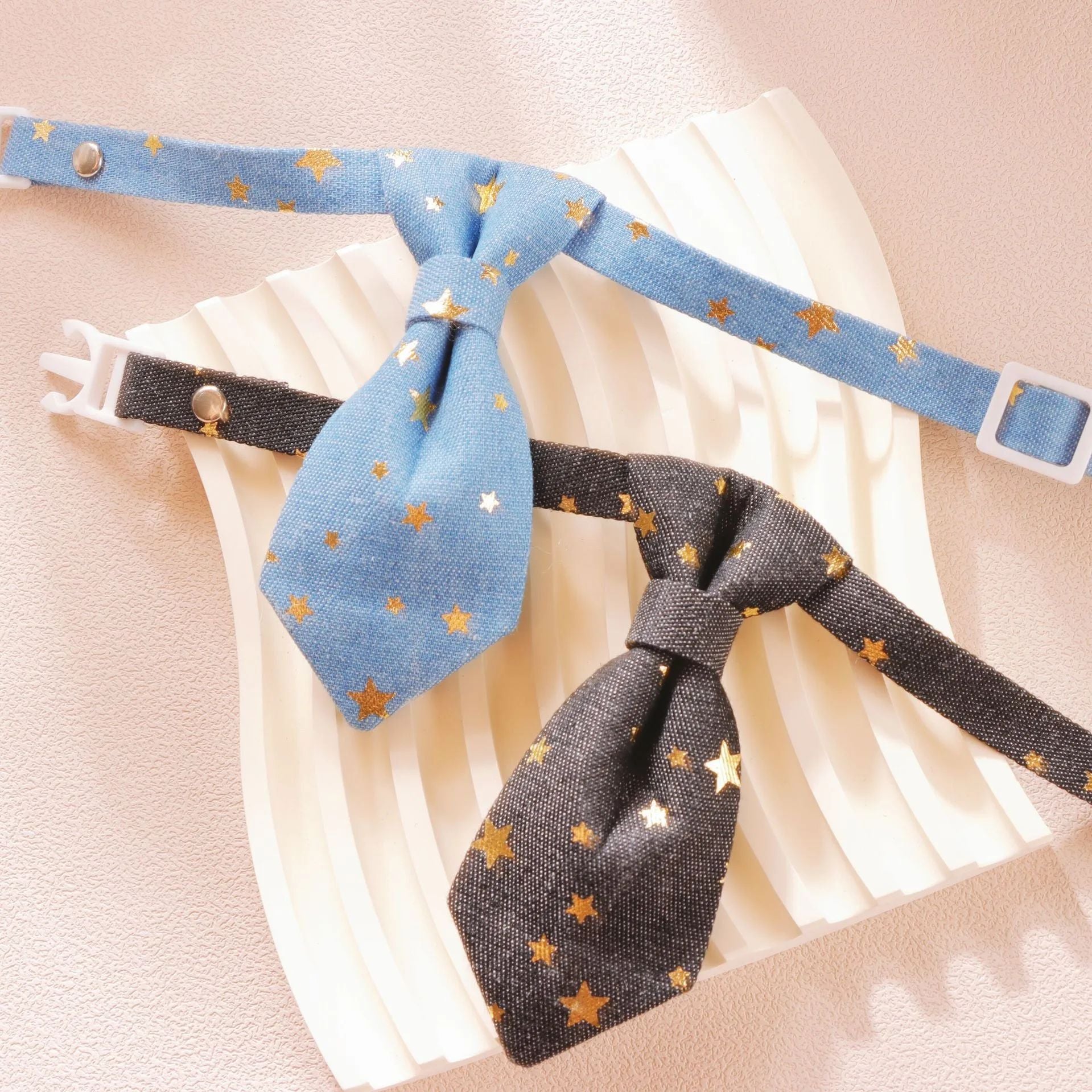 Collier de chien Designer pour petits chiens moyens Long Tie Golden Star Cou de fantaisie porter réglable