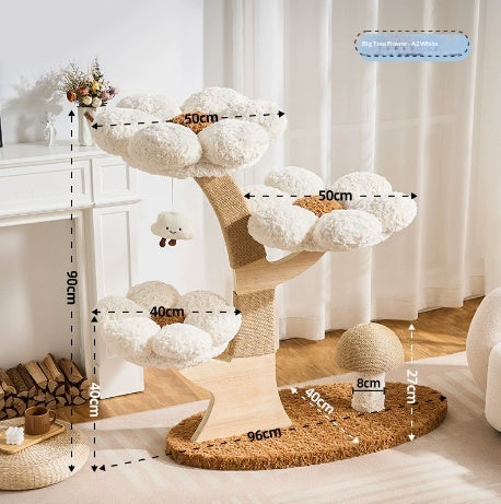Arbre de chat compact et peu encombrant avec un nid cozy et un scratching durable en forme de champignons P