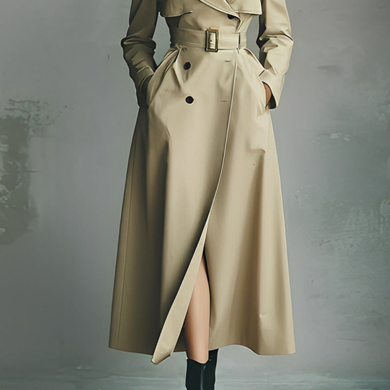Élégant polyvalent et figuratif long manteau femmes Trench style Vêtements de dessus