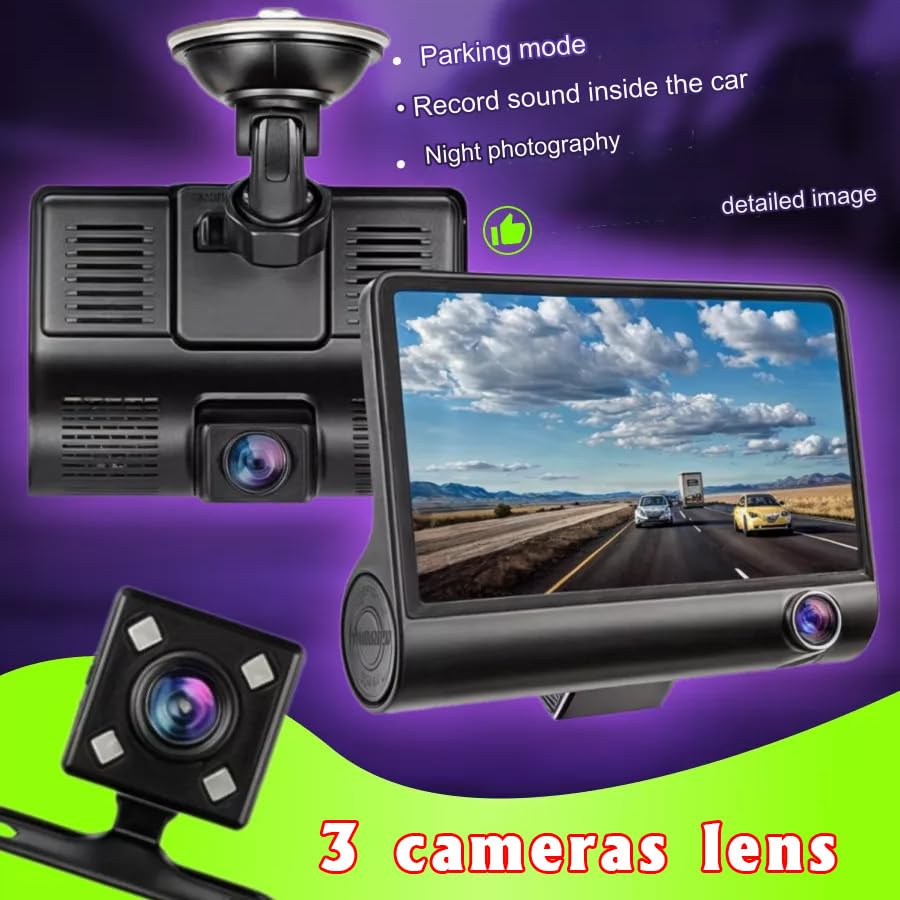 Dashcam à trois disques de 4 pouces