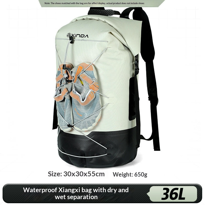 Outdoor backpack with IPX7 wet/dry compartment