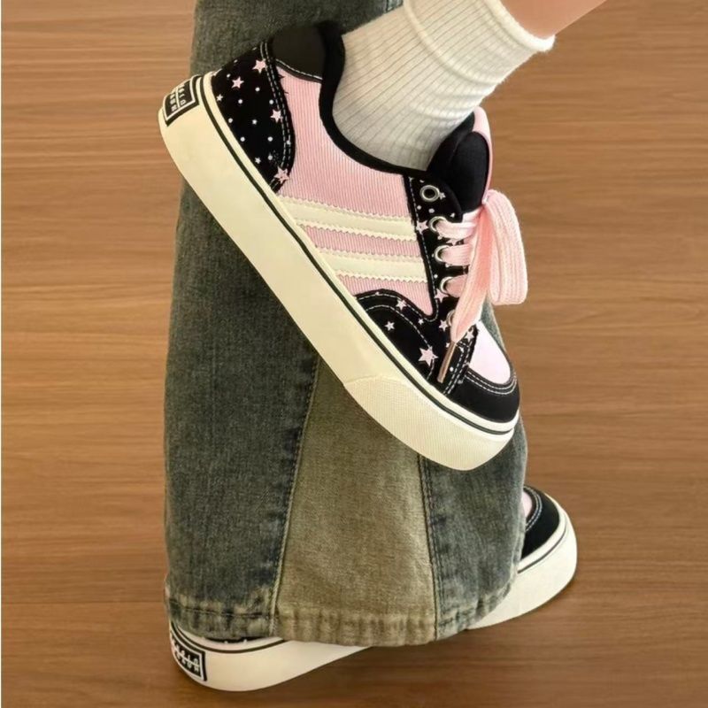 Sweet Cool Style Plate-forme Toile Chaussures Arrivée Printemps Automne Filles Versatile Dentelle Up Singl
