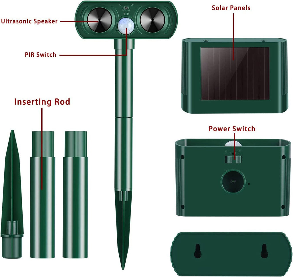 1x Ultrasonic Solar Cat Dog Reperlent Fox Pest Scarer Repeller Garden