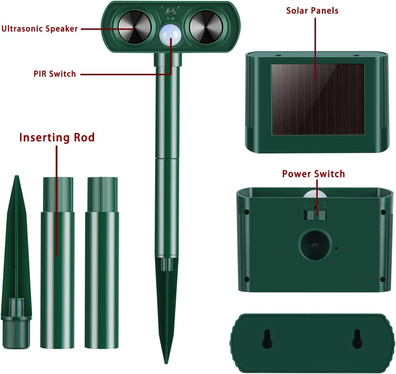 1x Ultrasonic Solar Cat Dog Reperlent Fox Pest Scarer Repeller Garden