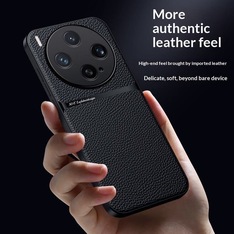 Lumière de luxe cuir-grain magnétique de voiture Lens-Cover Full-Body Drop-Resistant Protecti