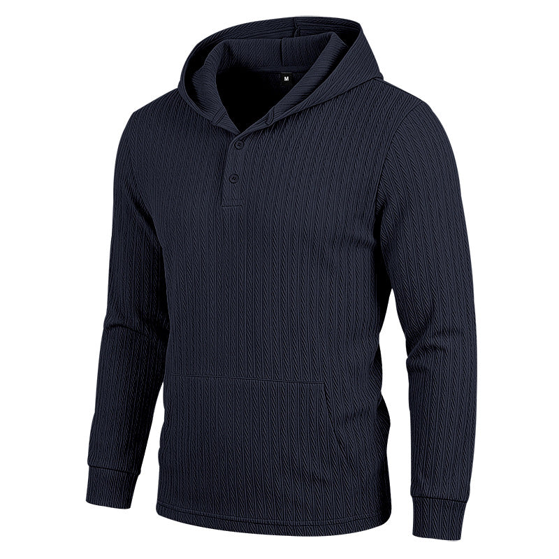 Herringbone Jacquard Texturé Casual Hommes Hoodie
