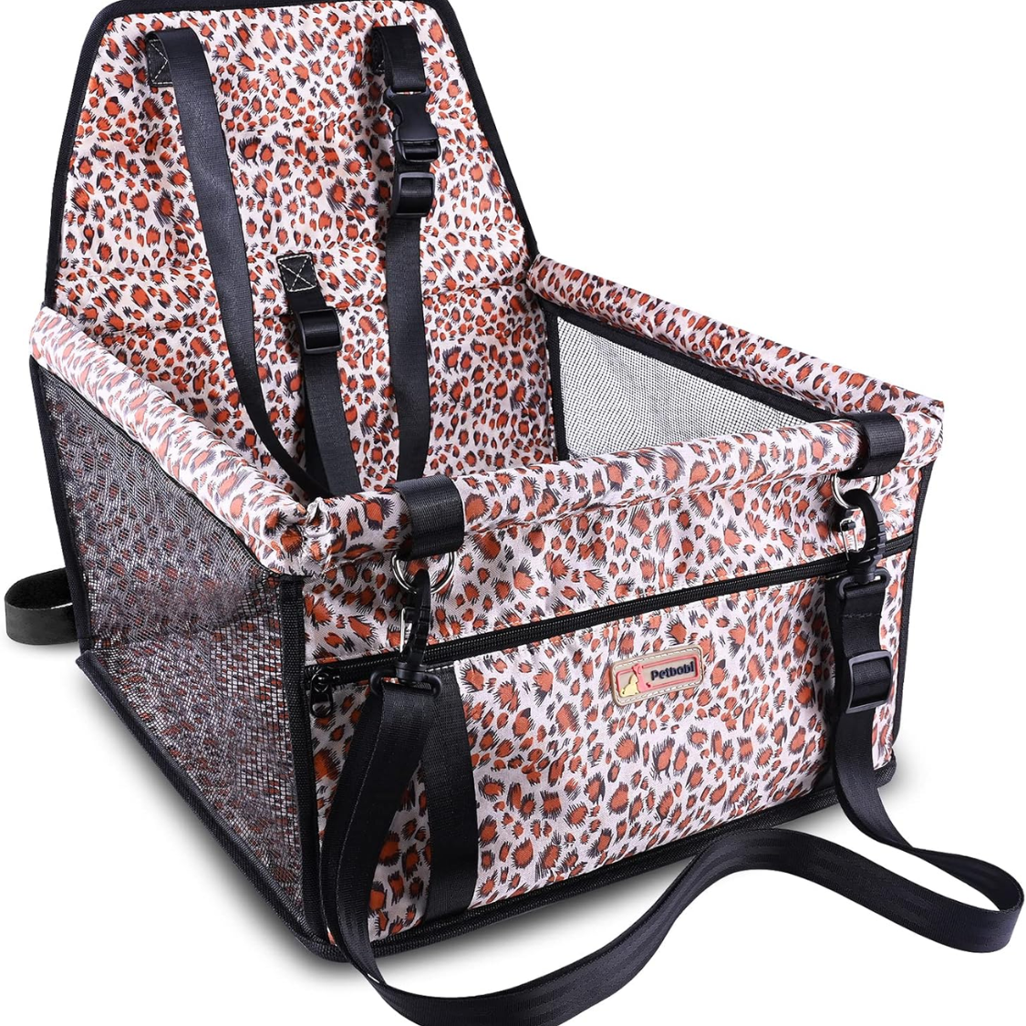 Small Dog Car Seat, Dog Car Booster Seat For Small Medium Dogs Foldable Front Seat Safety With Sturdy PVC Tube Frame, Breathable Mesh