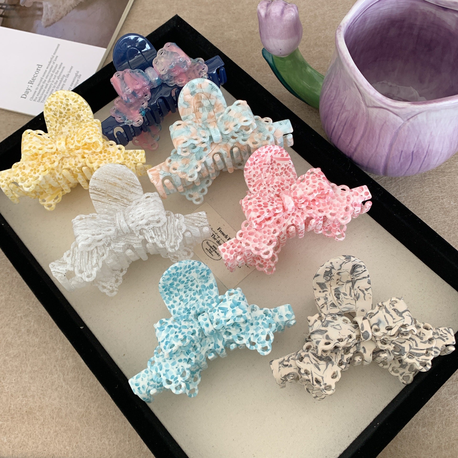 Acétate Dentelle Bow Barrettes Sweet Temperament Girl
