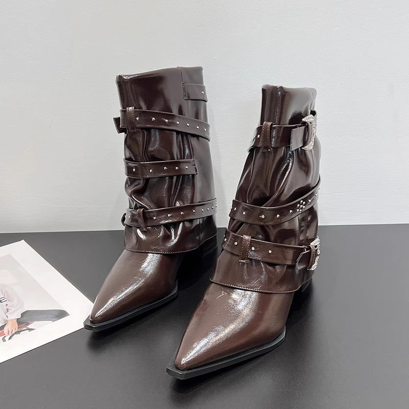 Women's Fashion Versatile Pointed High-Heeled Toe Boots