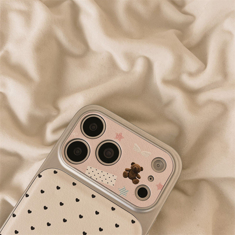 Authentic Suede Heart and Bear Phone Case